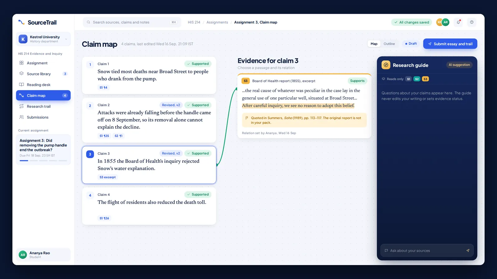 SourceTrail Claim Map · Provenance Flag on a Quoted Source