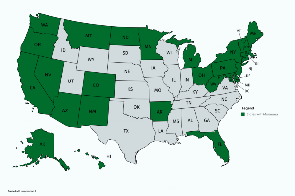 29 states with marijuana