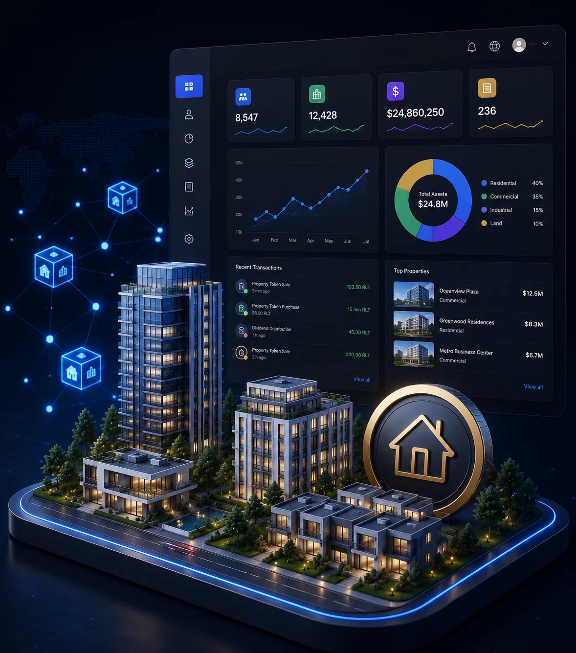 White Label Real Estate Blockchain Platform Illustration