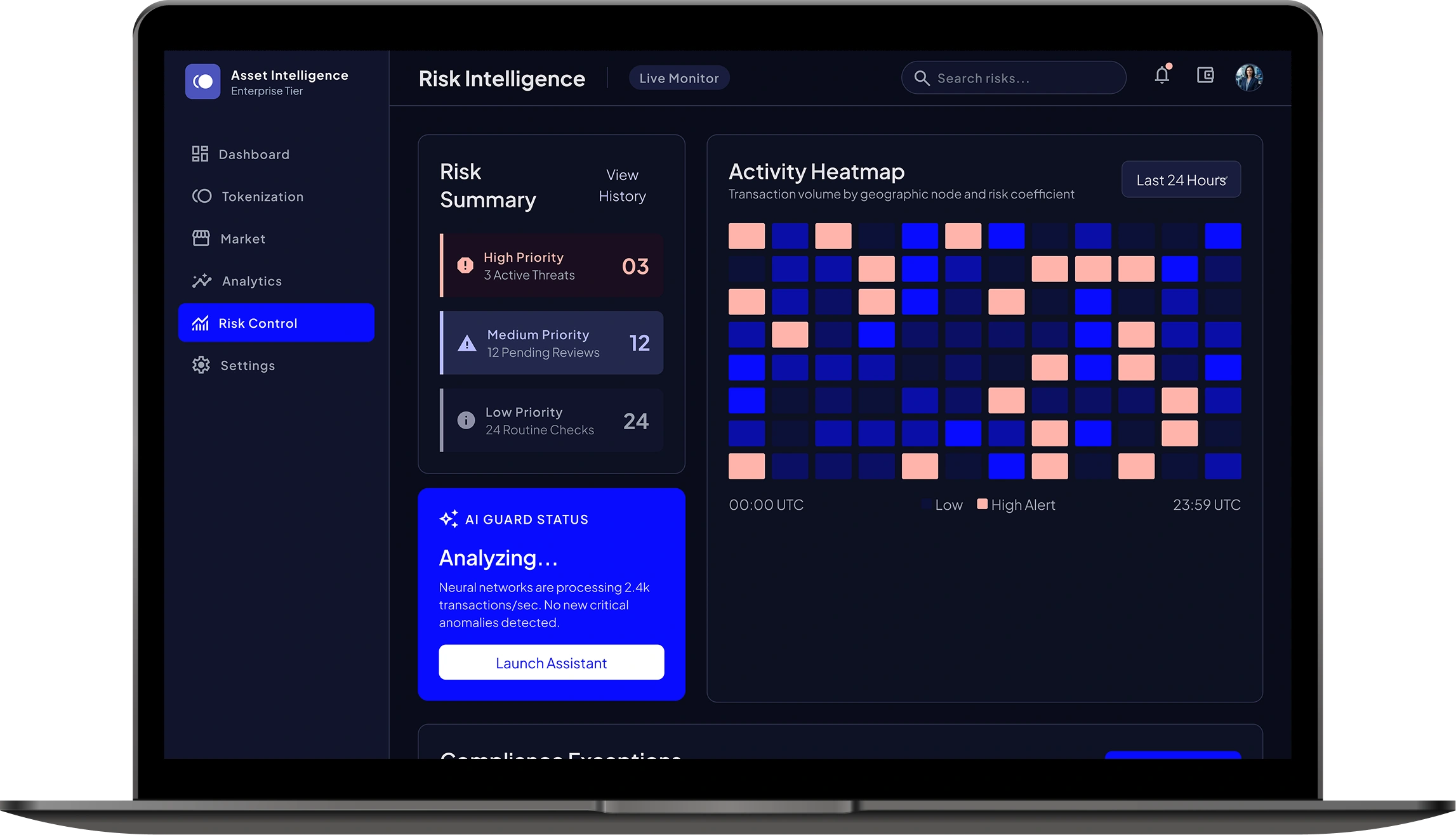 Intelligent Risk Monitoring
 screen
