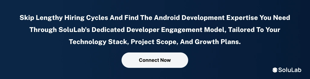 SoluLab consultation banner for hiring a dedicated Android engineer